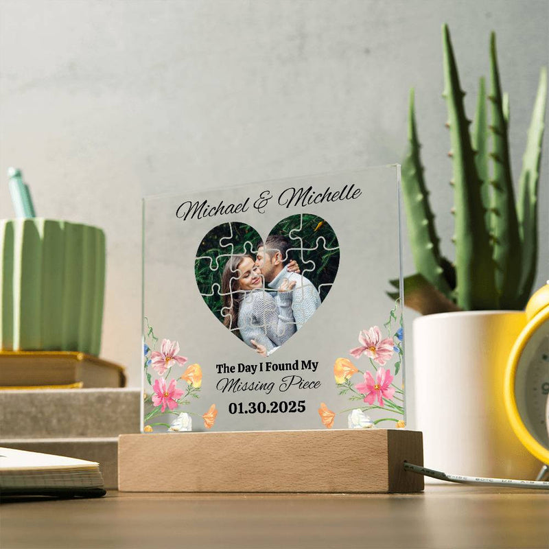 The Day I Found My Missing Piece Light Frame Personalized Gift Valentine's Day Gifts