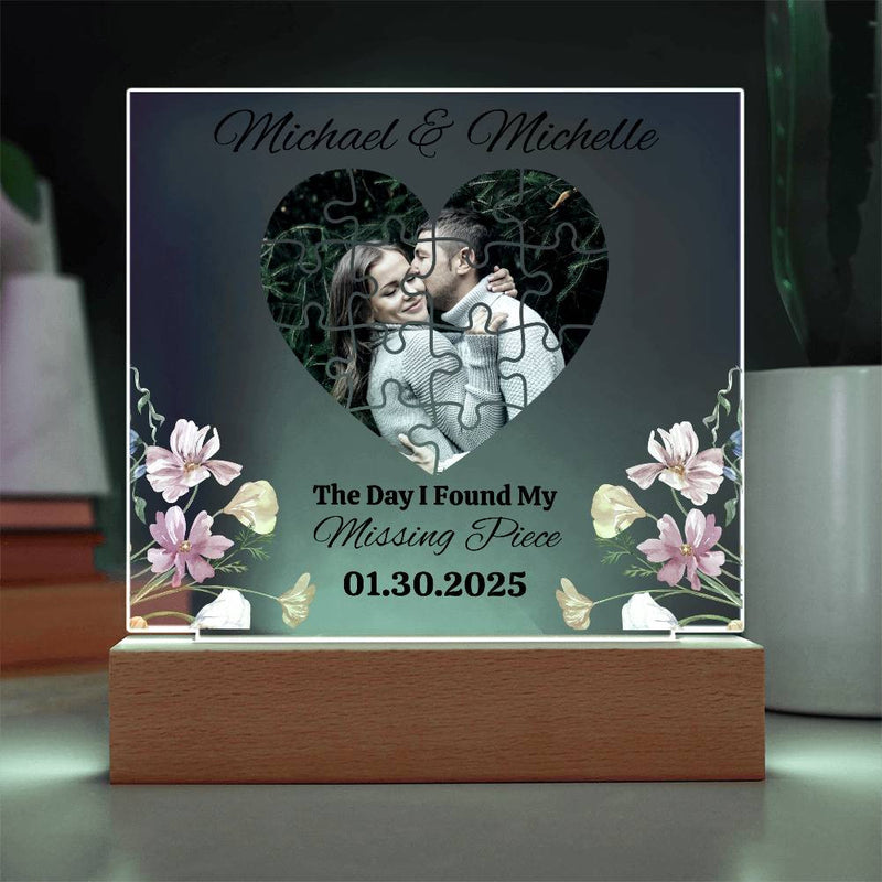 The Day I Found My Missing Piece Light Frame Personalized Gift Valentine's Day Gifts