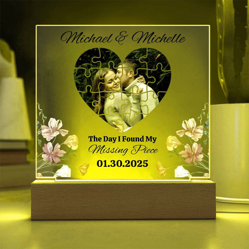 The Day I Found My Missing Piece Light Frame Personalized Gift Valentine's Day Gifts