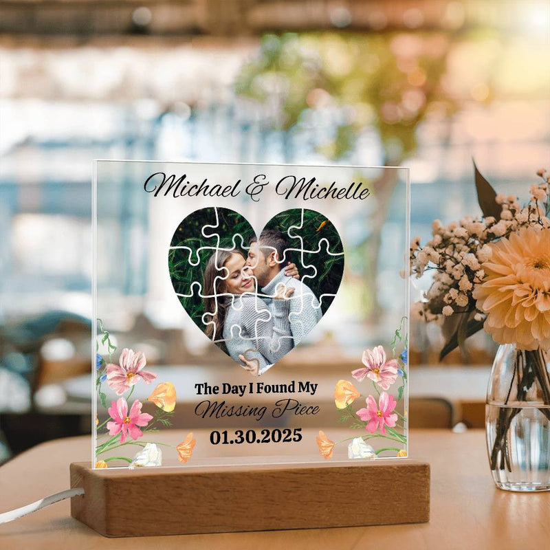 The Day I Found My Missing Piece Light Frame Personalized Gift Valentine's Day Gifts