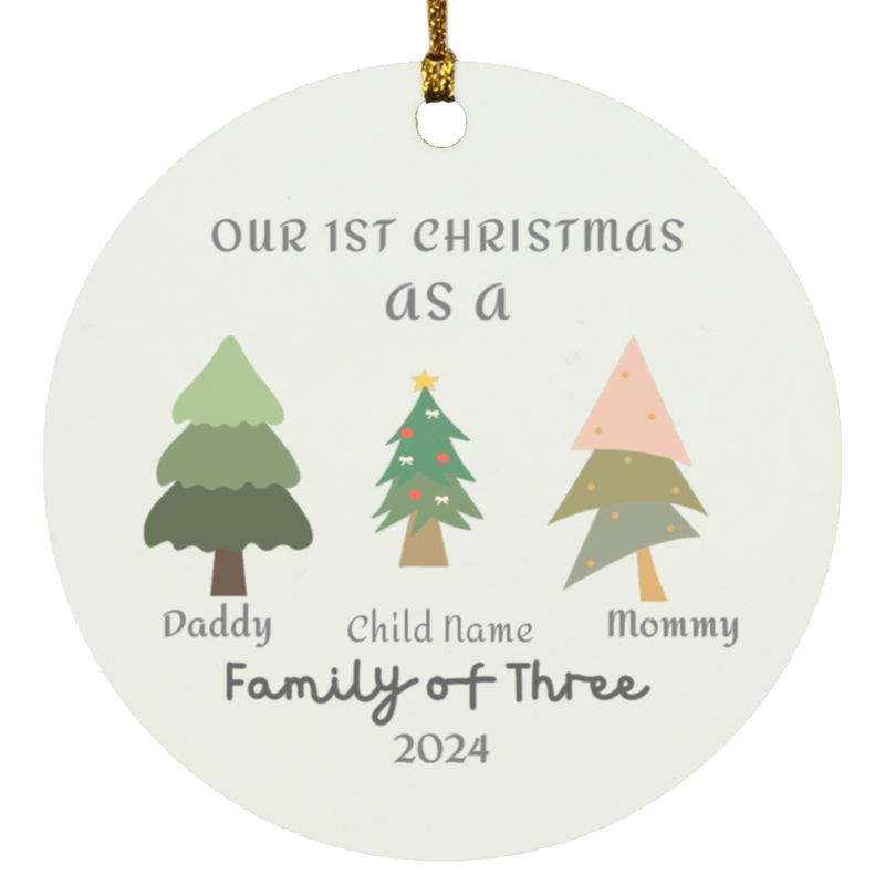 Personalized Family Of Three Ornament