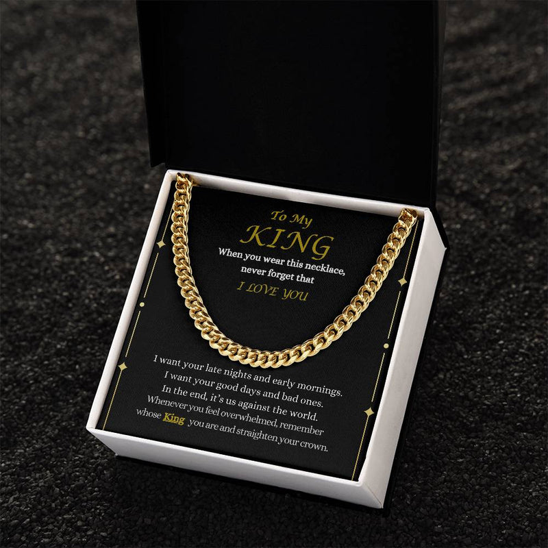 To My King Cuban Link Chain Necklace | Valentine's Day Gift