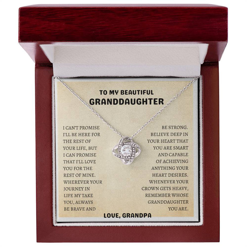 To My Granddaughter Love Knot Necklace