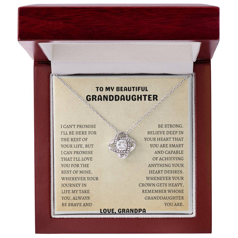 To My Granddaughter Love Knot Necklace From Grandpa
