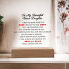 To My Bonus Daughter Plaque