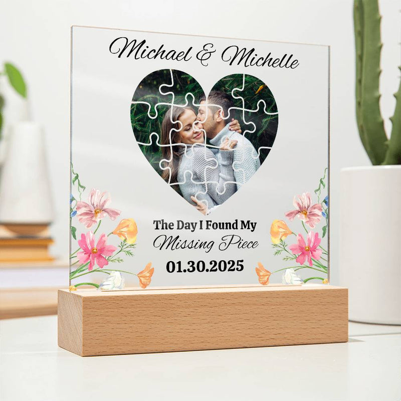 The Day I Found My Missing Piece Light Frame Personalized Gift Valentine's Day Gifts