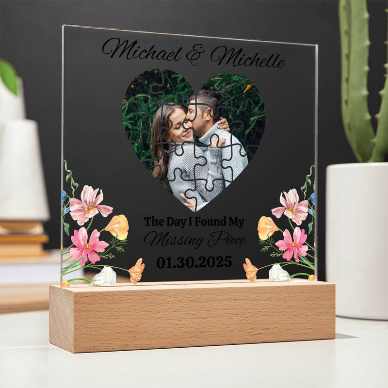 The Day I Found My Missing Piece Light Frame Personalized Gift Valentine's Day Gifts